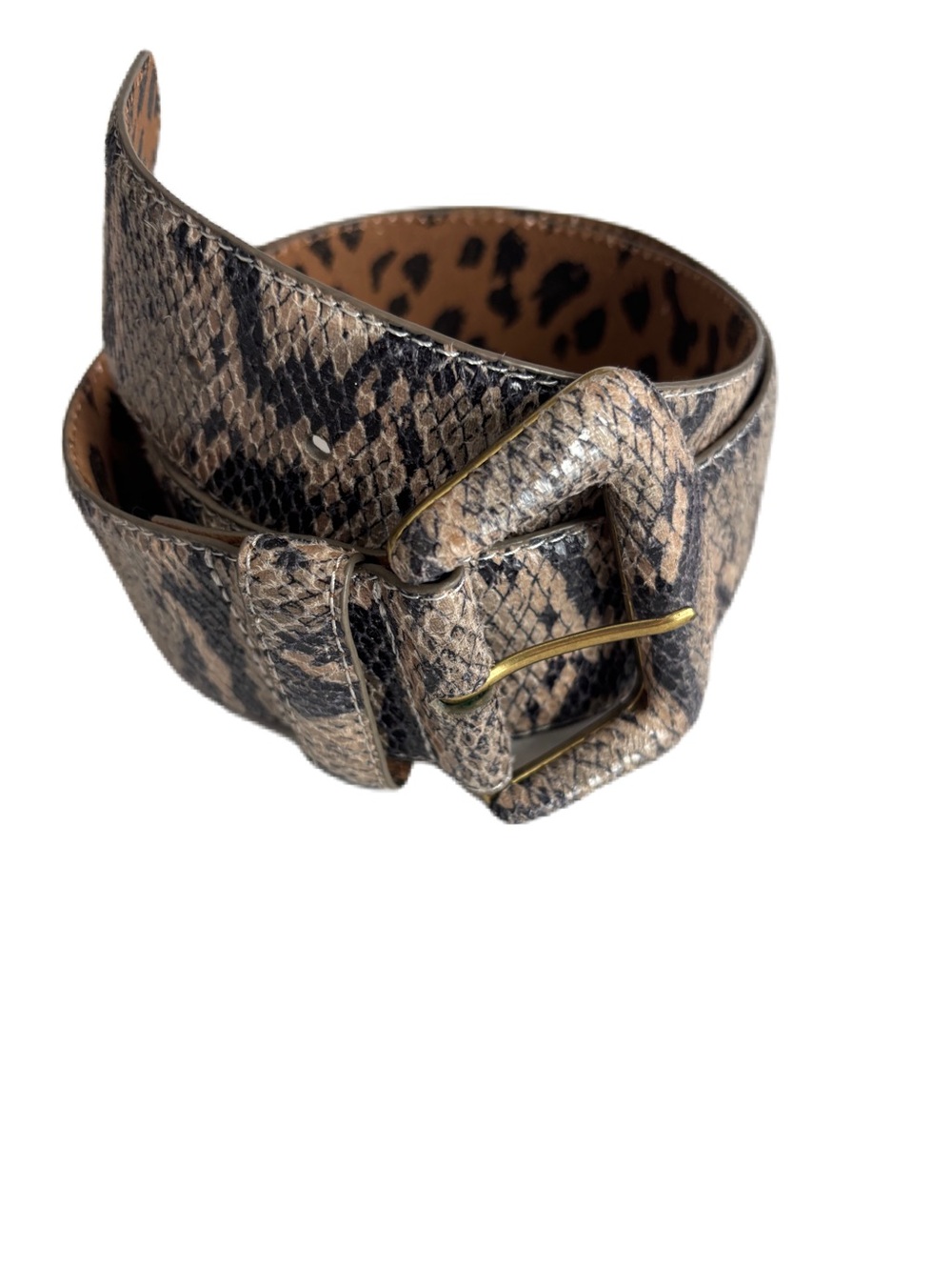 Betsy Johnson Wide Beige and Black Snakeskin Print Belt Size S